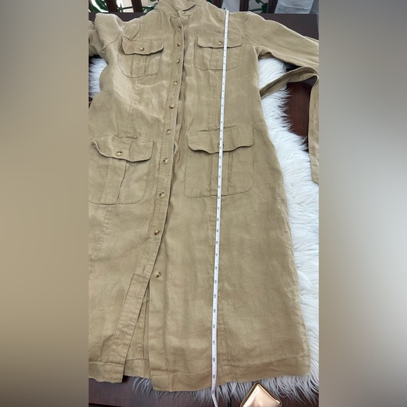 Lauren Ralph Lauren Size 8 Khaki Linen Shirt Dress Safari Style - Picture 13 of 14